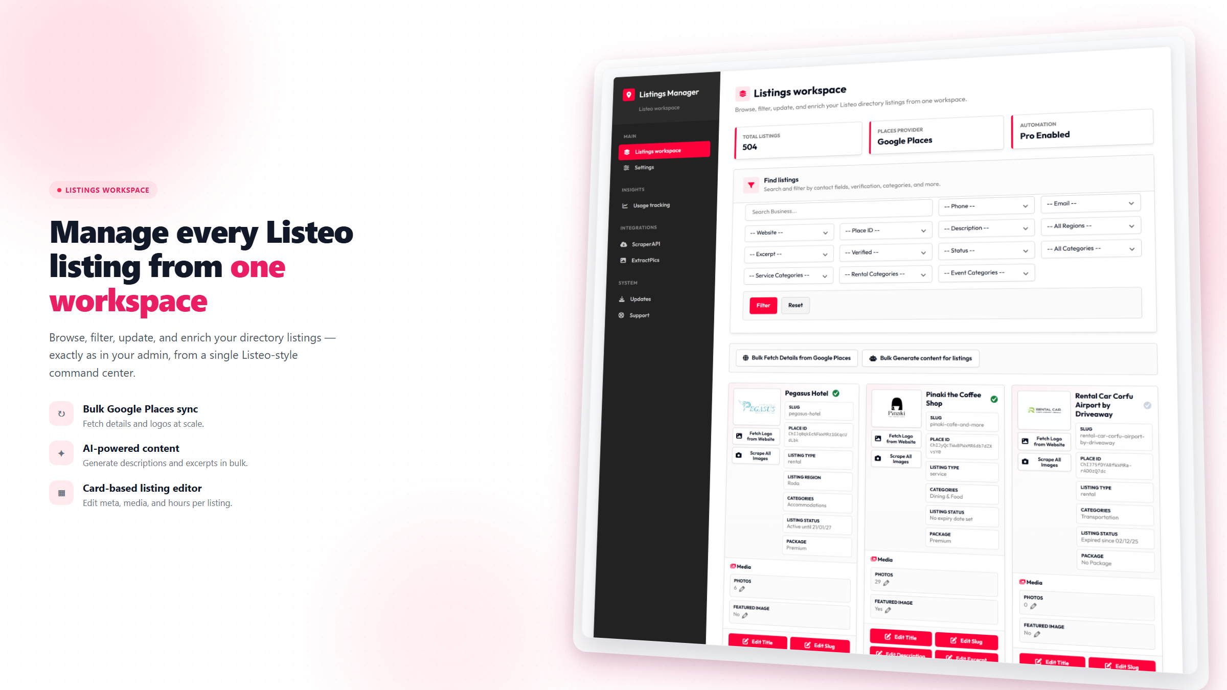 Listings Manager for Listeo